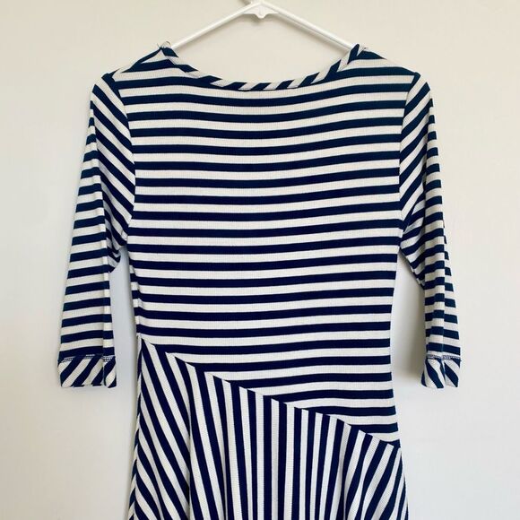 Soft Surroundings Vivianna Asymmetric Stripe Ribbed Flowy Midi Dress Size XS - Picture 5 of 9